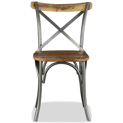 Swen Studio -  Dining Chairs 6 pcs Solid Mango Wood and Steel Cross Back